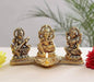 Design Gold Plated Lakshmi Ganesh Saraswati Idol with Deepak Showpiece